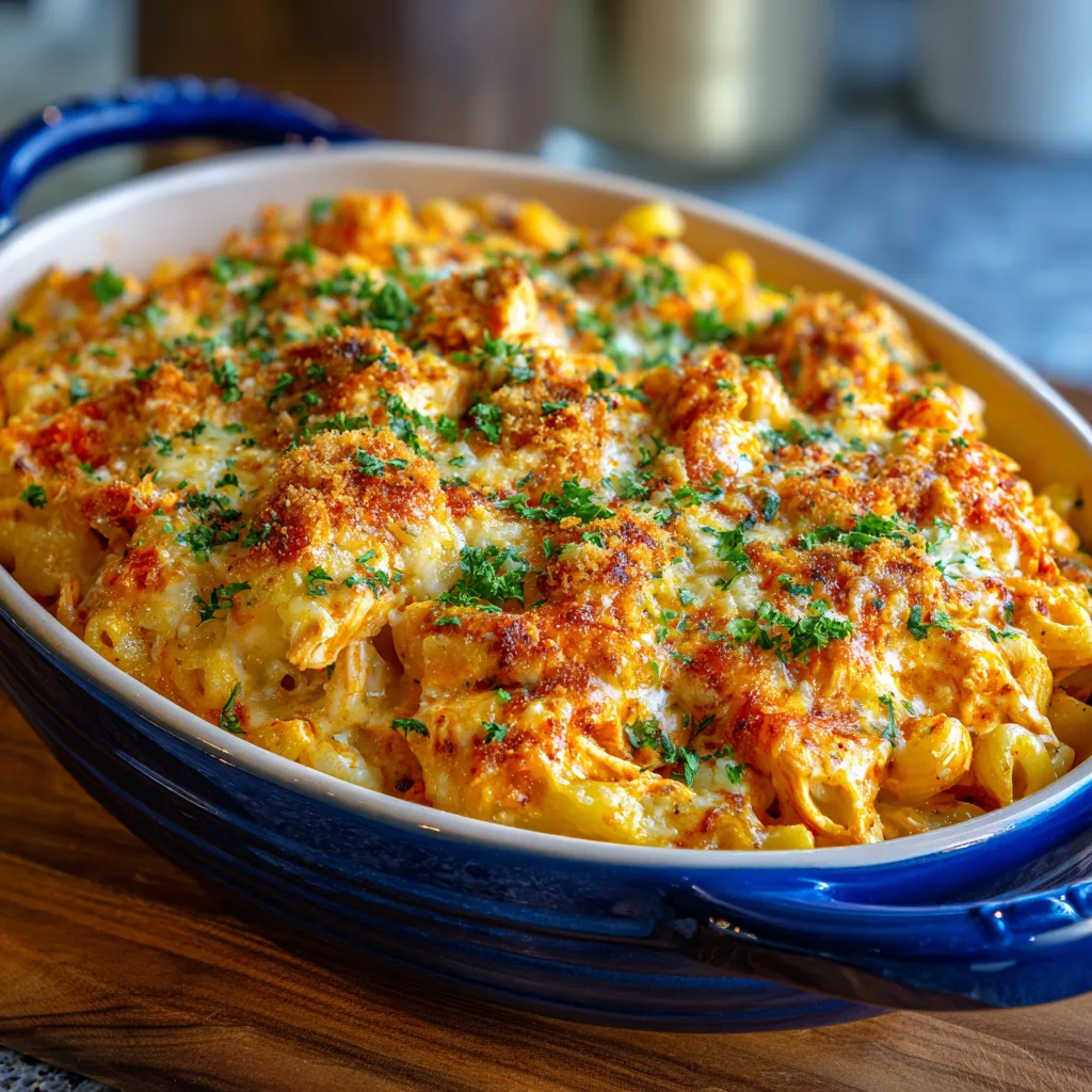 Easy Buffalo Chicken Mac Bake – Cheesy, Spicy & Family-Favorite!