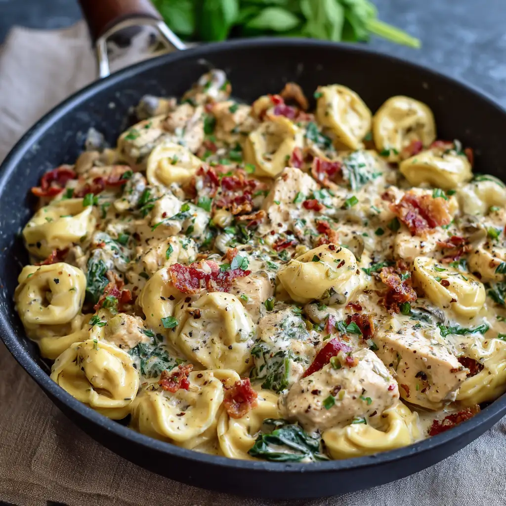 Easy Creamy Tuscan Chicken Tortellini – Rich, Cozy & Weeknight-Perfect!