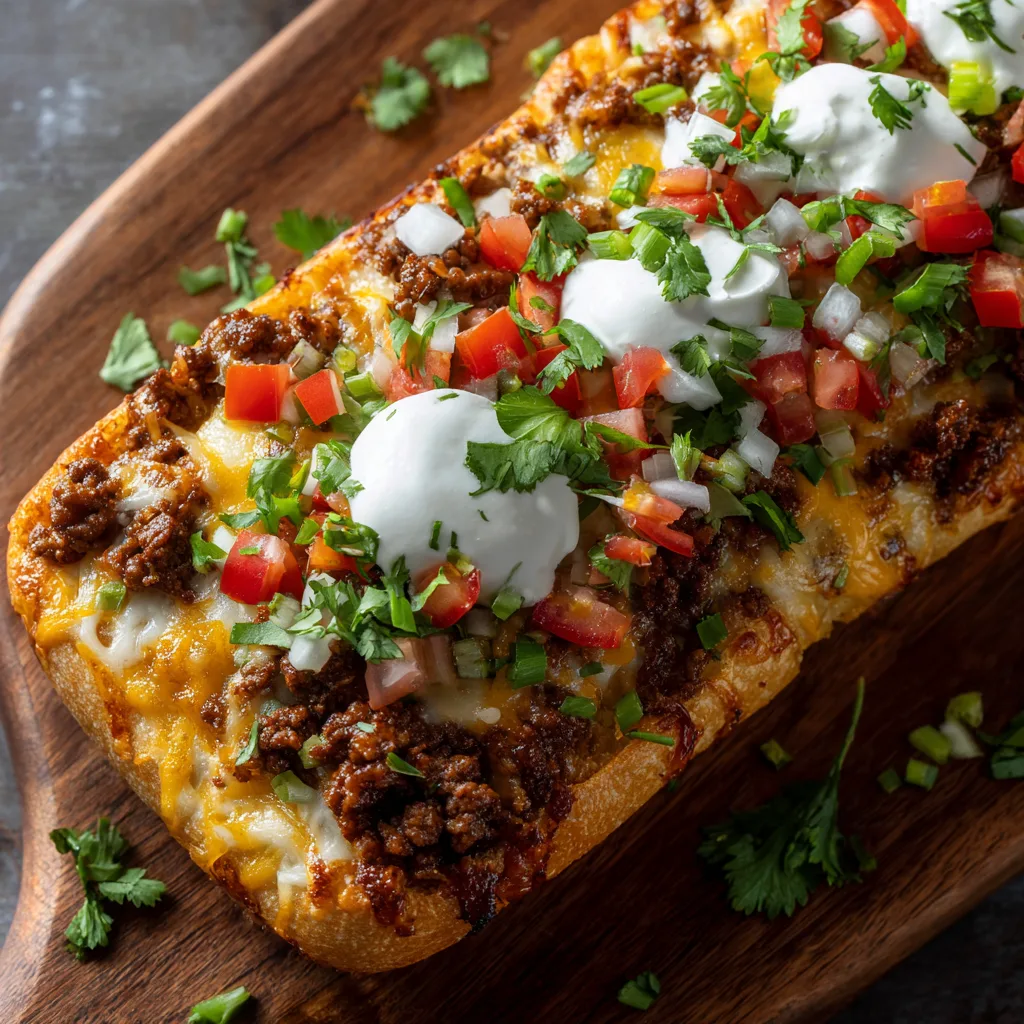 Easy Taco Stuffed French Bread Pizza – Cheesy, Bold & So Easy!