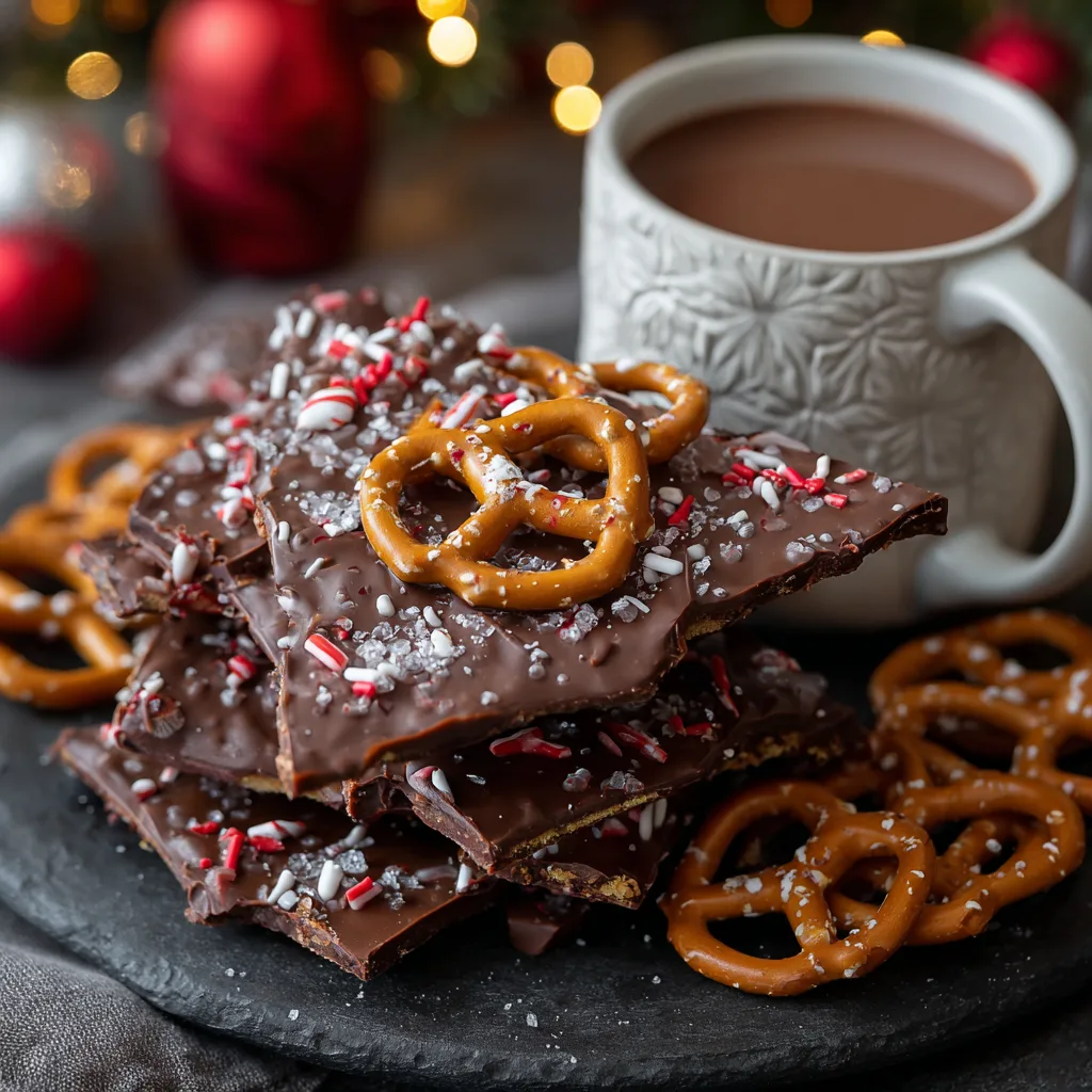 Gingerbread Hot Chocolate Pretzel Bark – Sweet, Salty & Holiday-Perfect!