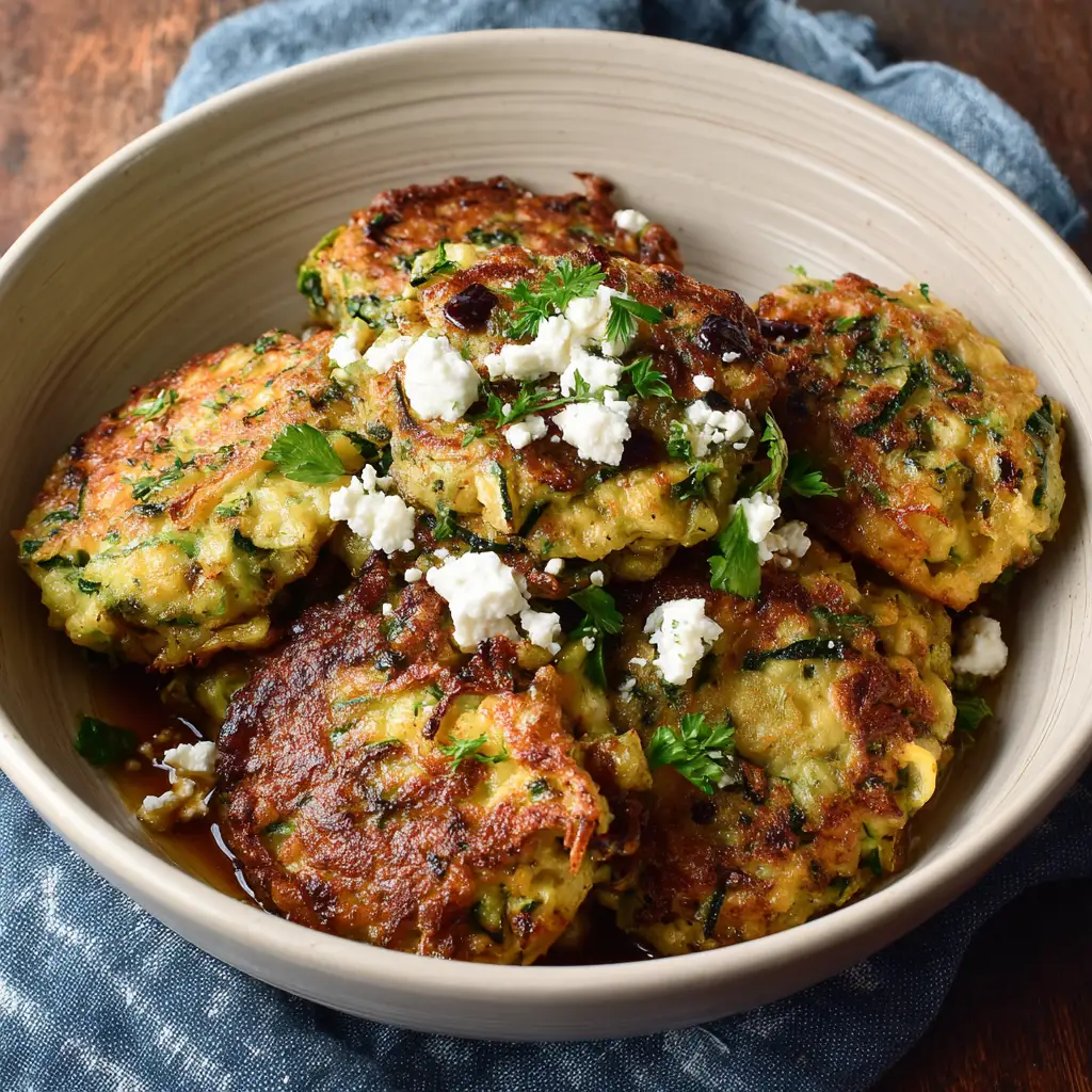 Greek Zucchini Feta Fritters Bowl
