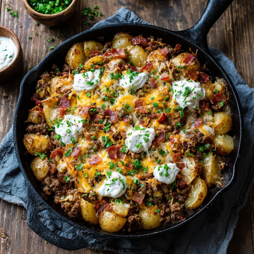 Ground Beef Bacon Ranch Potato Skillet – Cheesy, Savory & Family-Favorite!