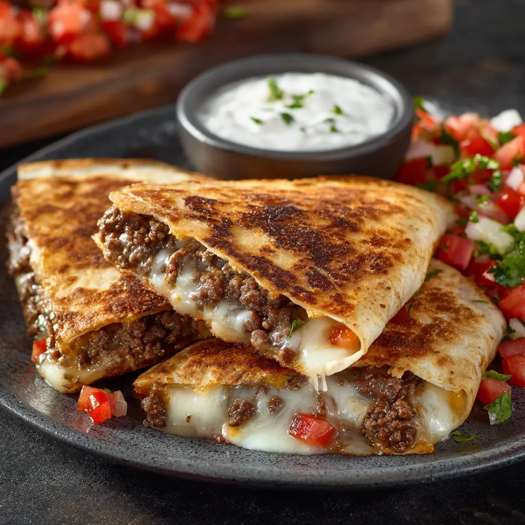 Ground Beef Baja Quesadilla Melt – Cheesy, Spicy & Irresistible!
