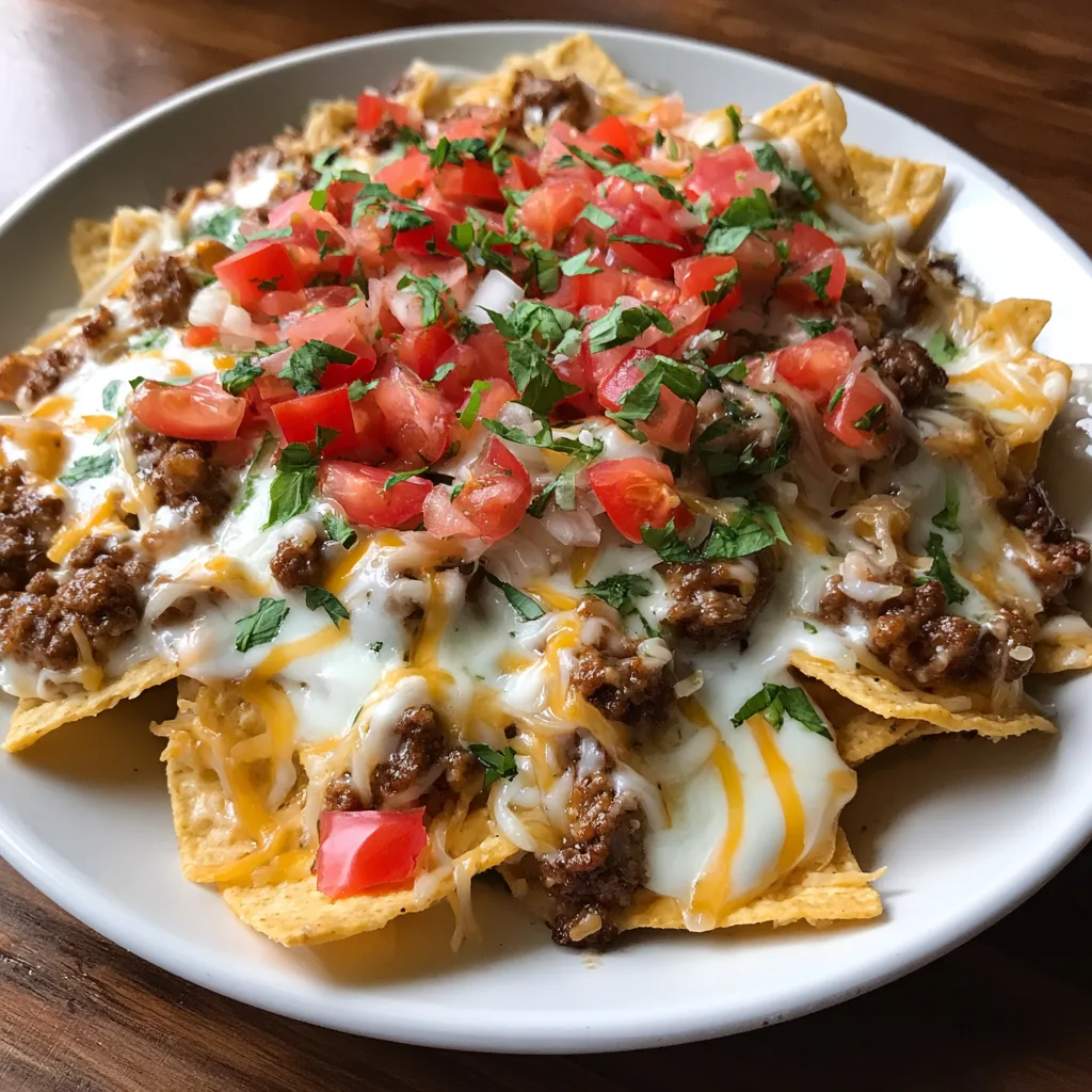 Ground Beef Baked Alfredo Nachos – Creamy & Loaded