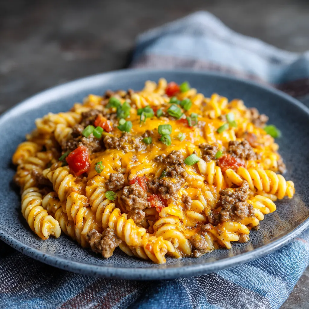 Ground Beef Buffalo Ranch Pasta
