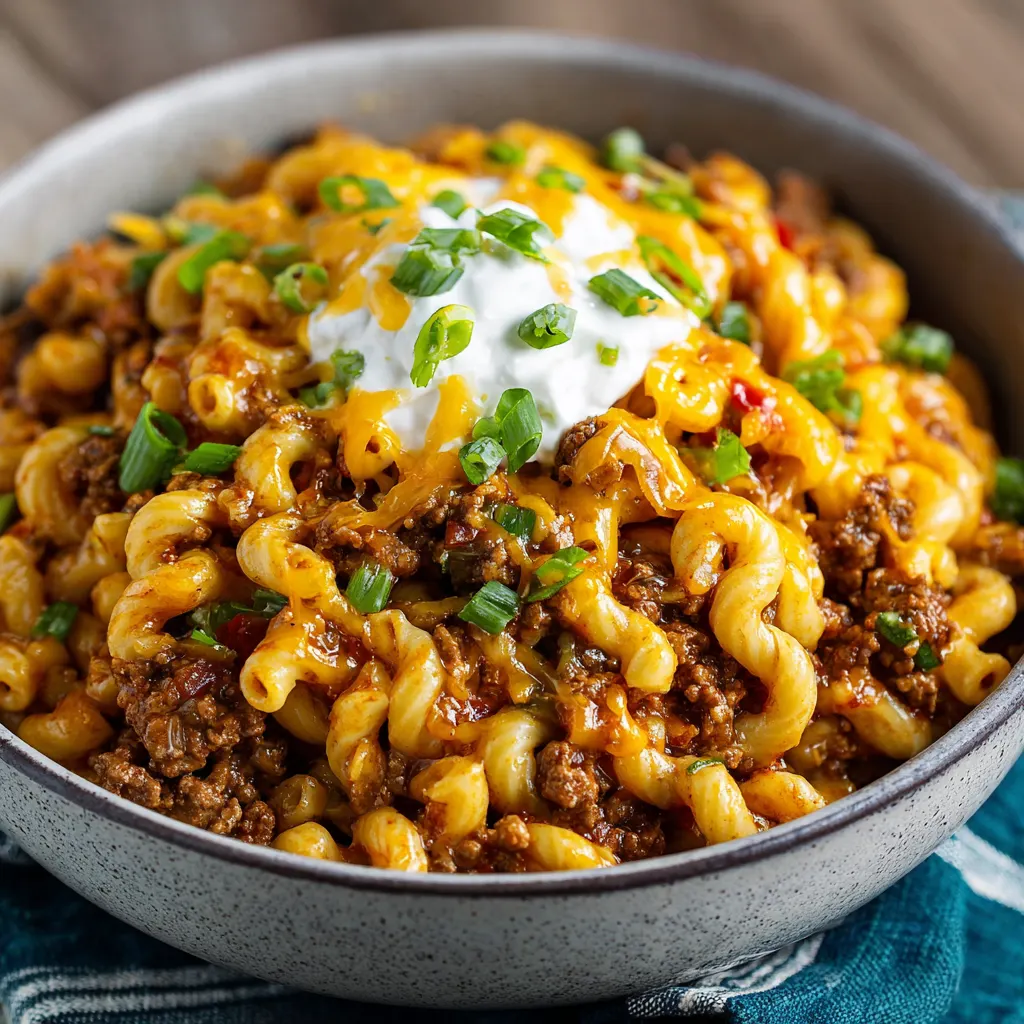 Ground Beef Buffalo Ranch Pasta