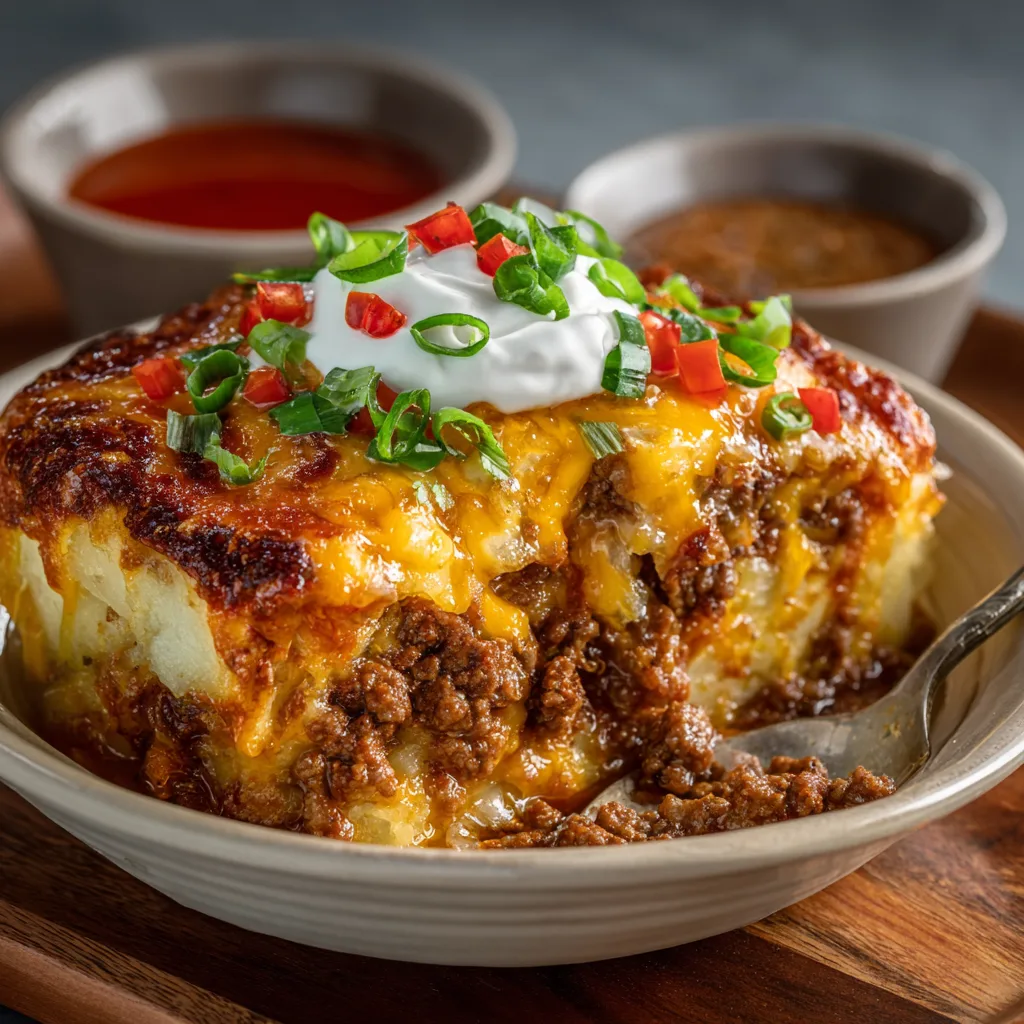 Ground Beef Cajun Potato Cheese Bake (1)