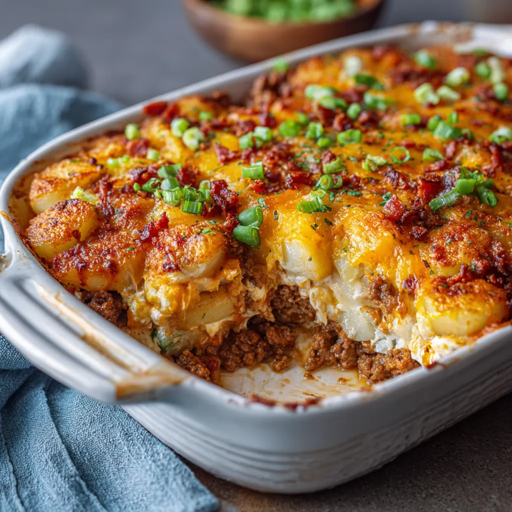 Ground Beef Cajun Potato Cheese Bake – Bold & Comforting