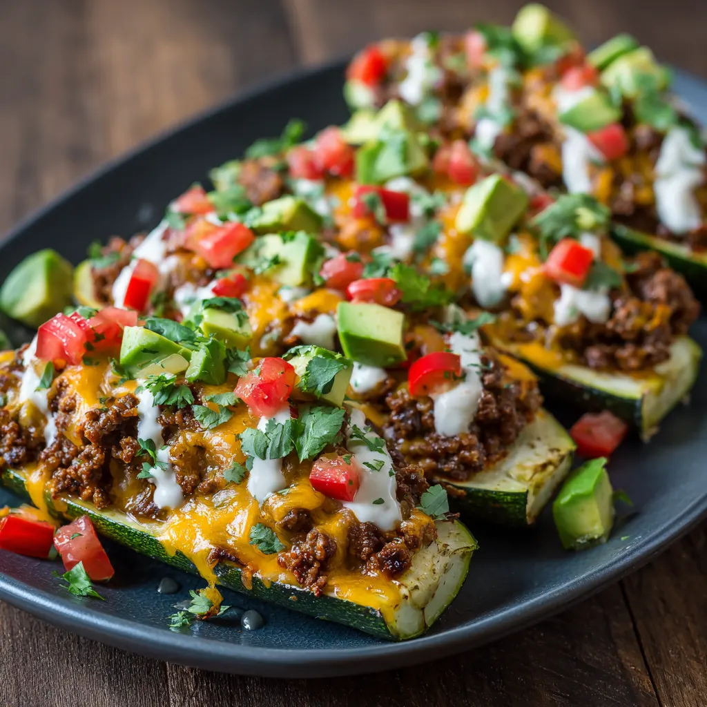 Ground Beef Cheesy Taco Zucchini Boats – Cheesy, Low Carb & Flavor-Packed!