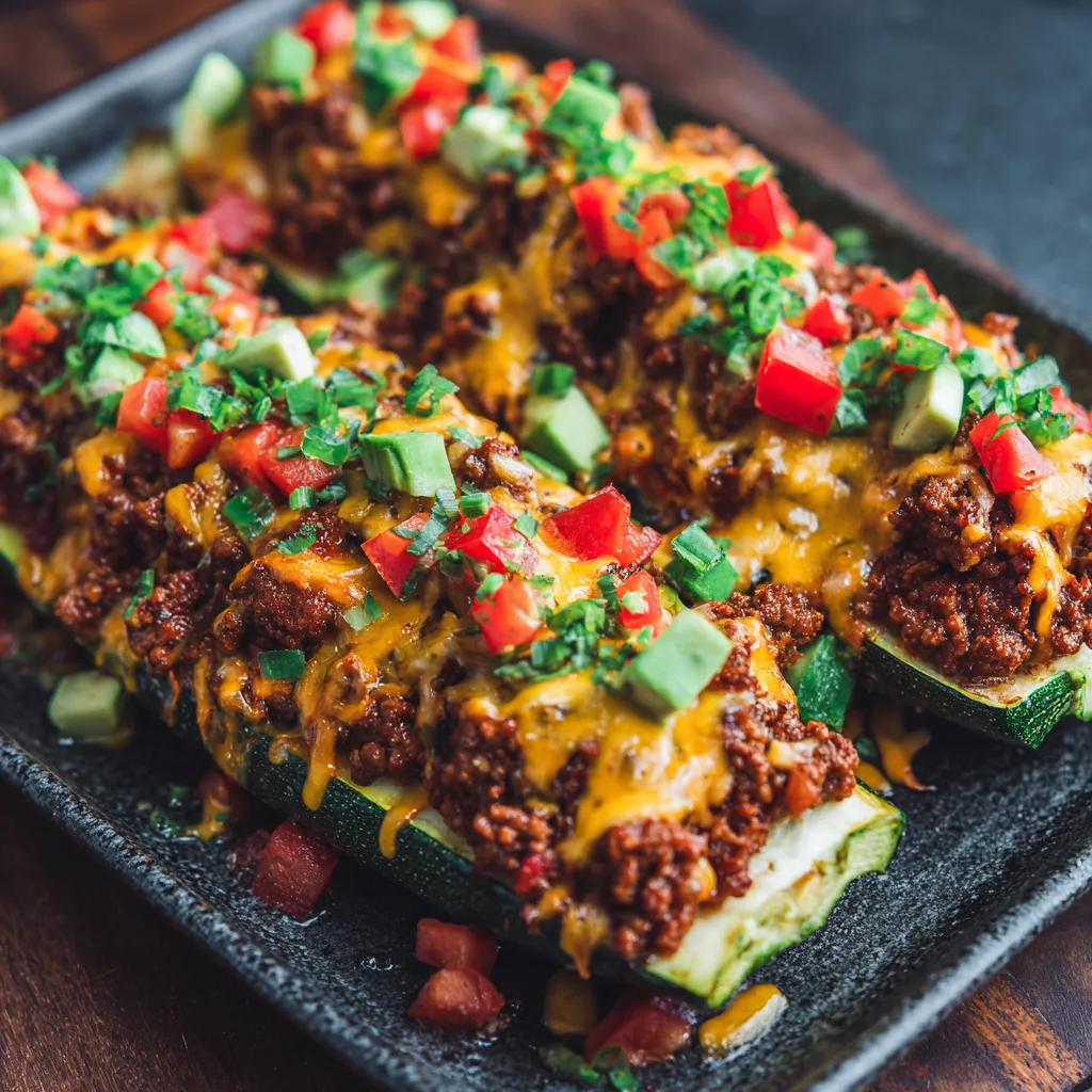 Ground Beef Cheesy Taco Zucchini Boats – Cheesy, Low Carb & Flavor-Packed!