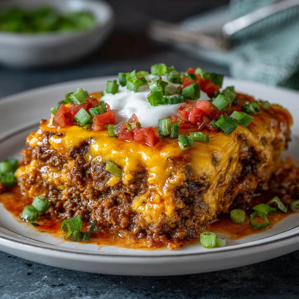 Ground Beef Chili Cheeseburger Bake – Hearty & Loaded