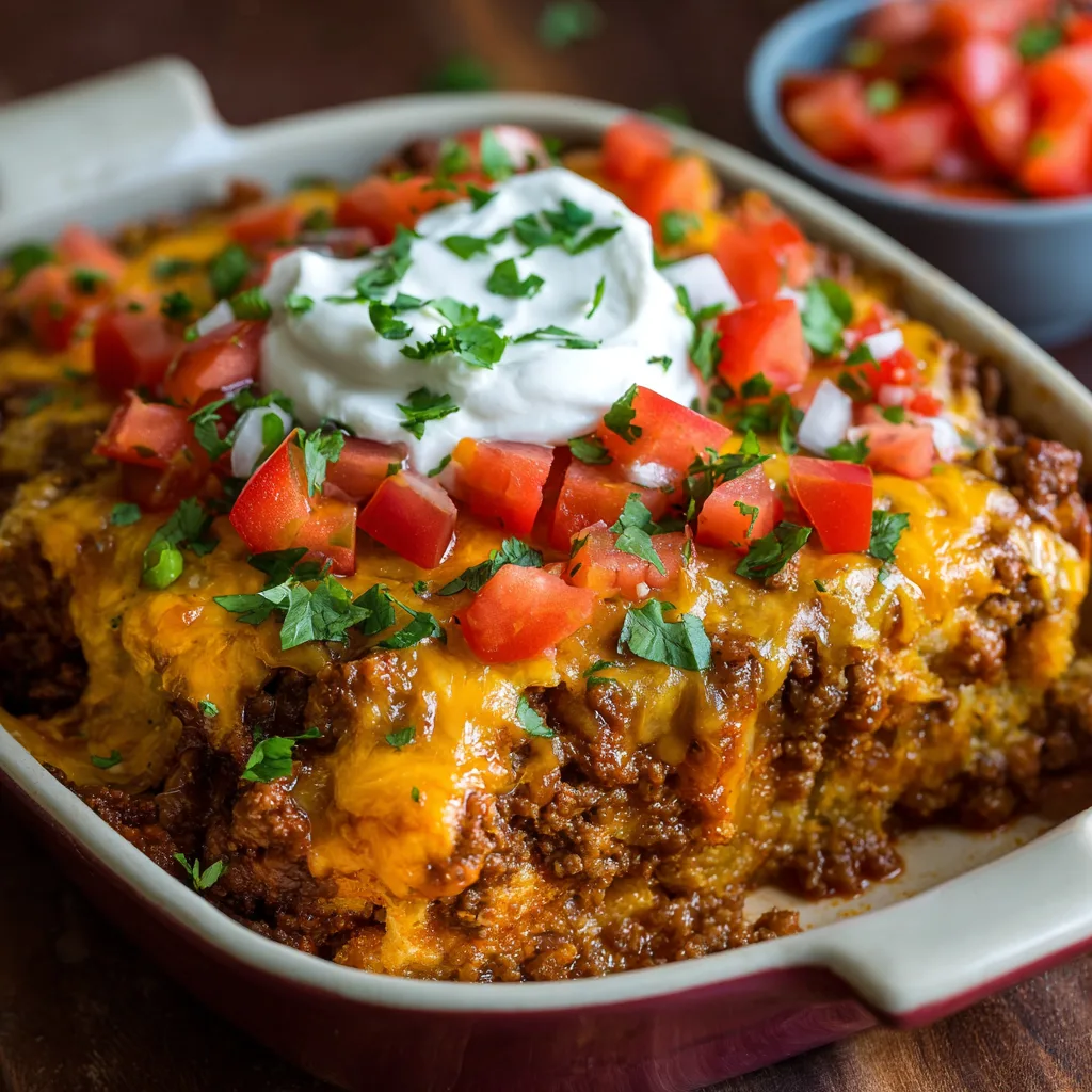 Ground Beef Chili Cheeseburger Bake – Hearty & Loaded