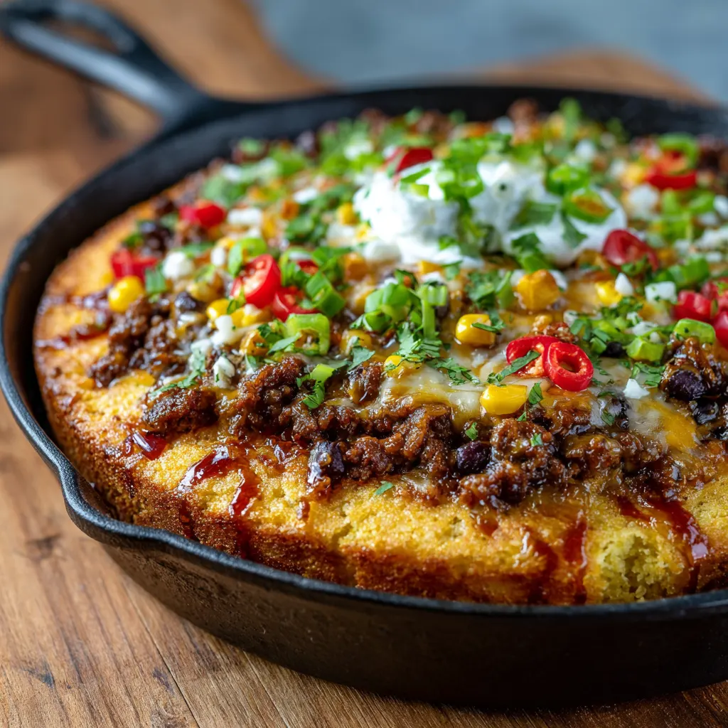 Ground Beef Cowboy Cornbread Skillet – Rustic & Filling