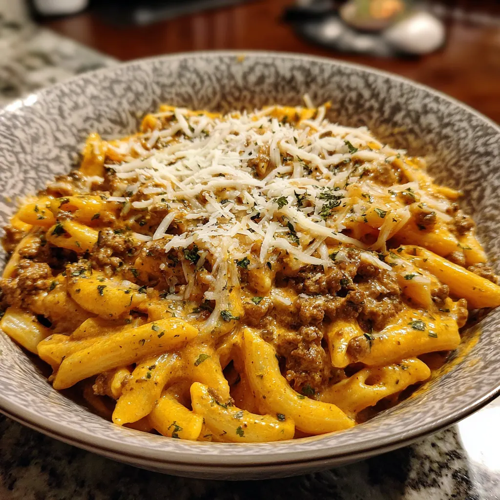 Ground Beef Creamy Chipotle Pasta