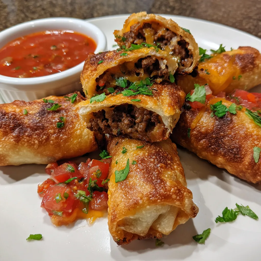 Ground Beef Crispy Chimichanga Bites – Crunchy & Cheesy