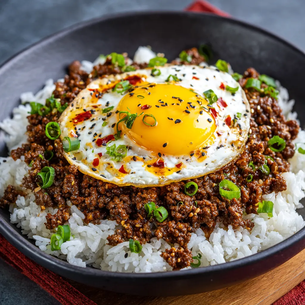 Ground Beef Garlic Butter Rice Bowl