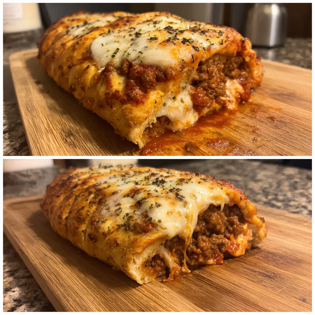 Ground Beef Parmesan Pizza Stuffed Bread – Cheesy & Loaded
