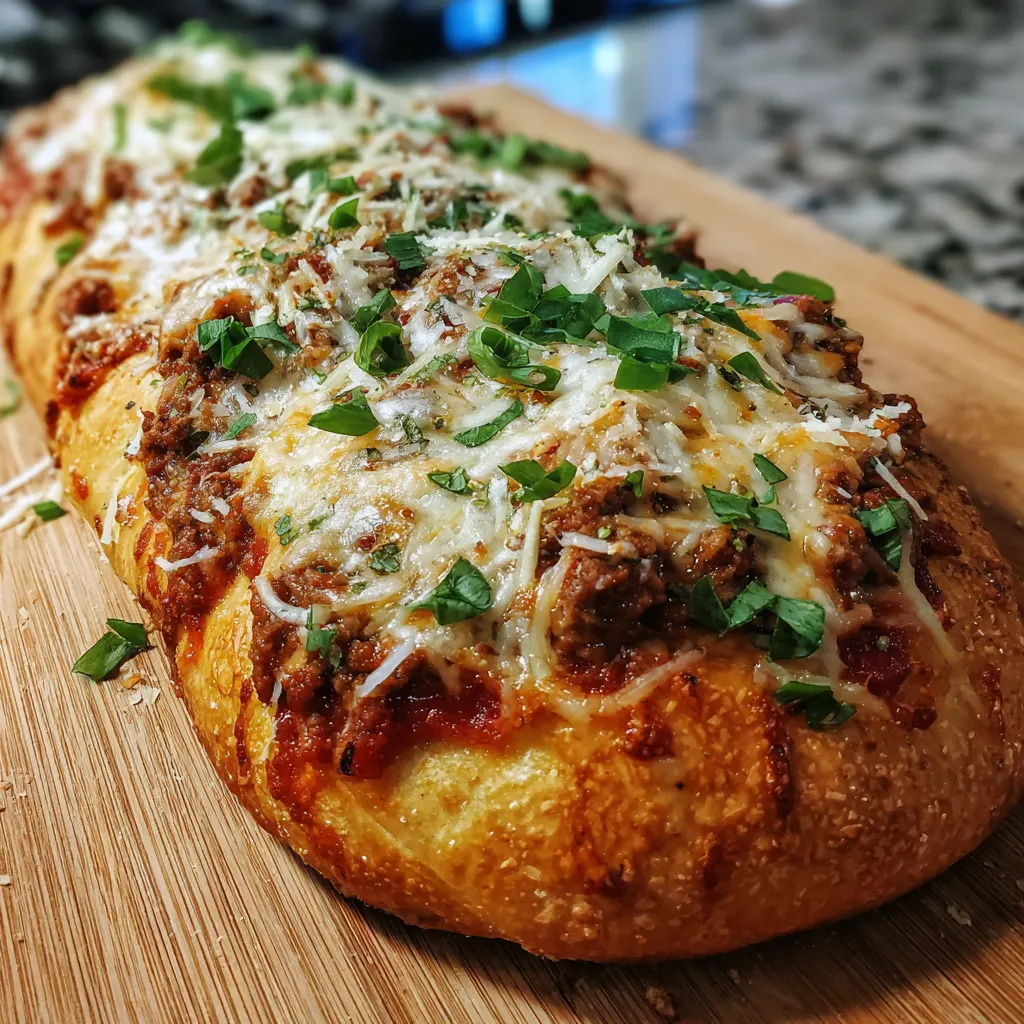 Ground Beef Parmesan Pizza Stuffed Bread – Cheesy & Loaded