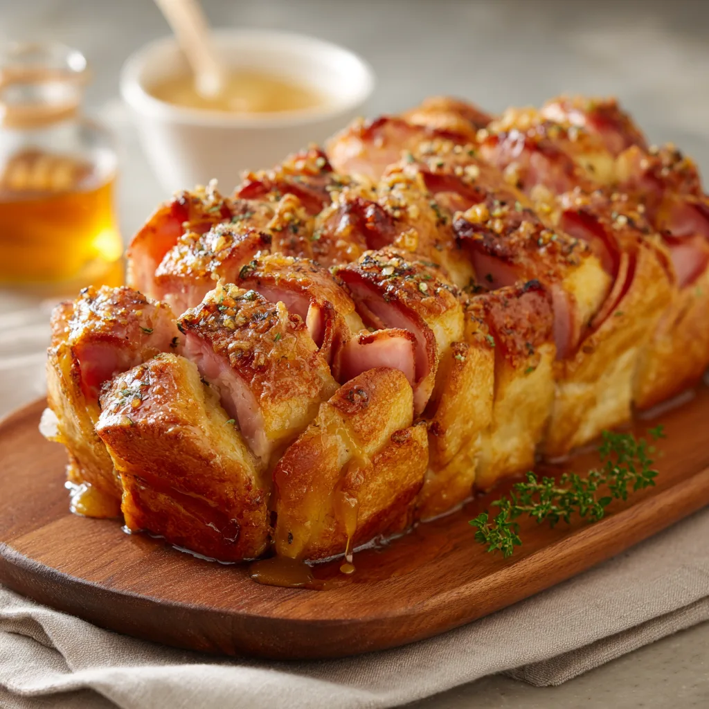 Honey Ham Pull-Apart Bread – Sweet, Cheesy & Shareable
