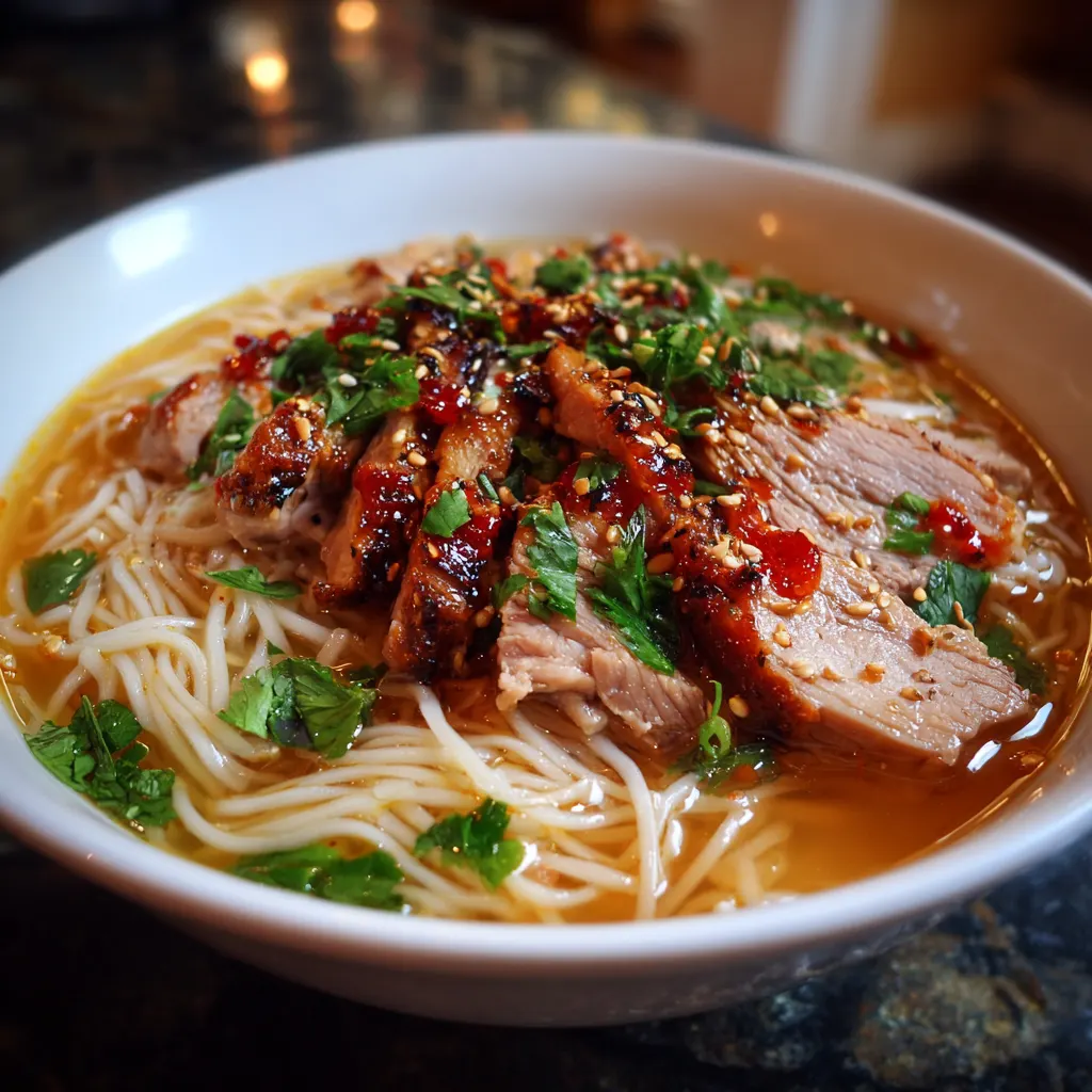 Honey Sriracha Pork Noodle Soup – Sweet, Spicy & Cozy
