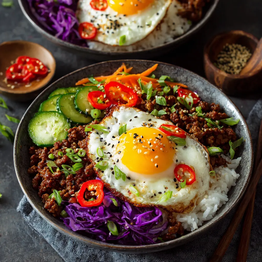 Ground Beef Korean BBQ Rice Bowls