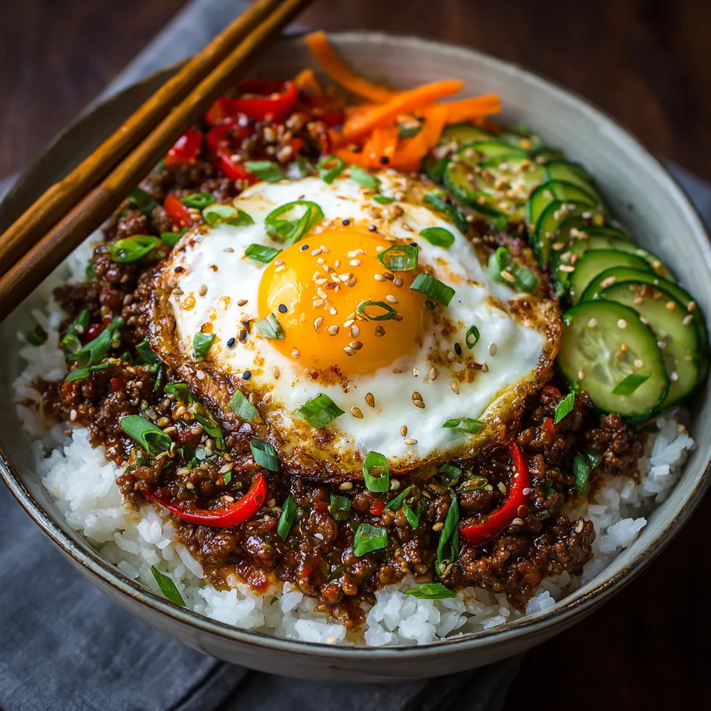 Ground Beef Korean BBQ Rice Bowls