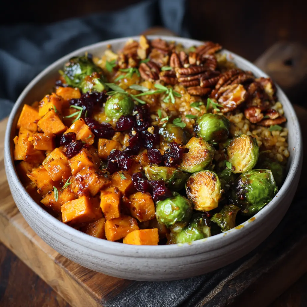 Maple Glazed Sweet Potato Brussel Bowl – Sweet & Savory
