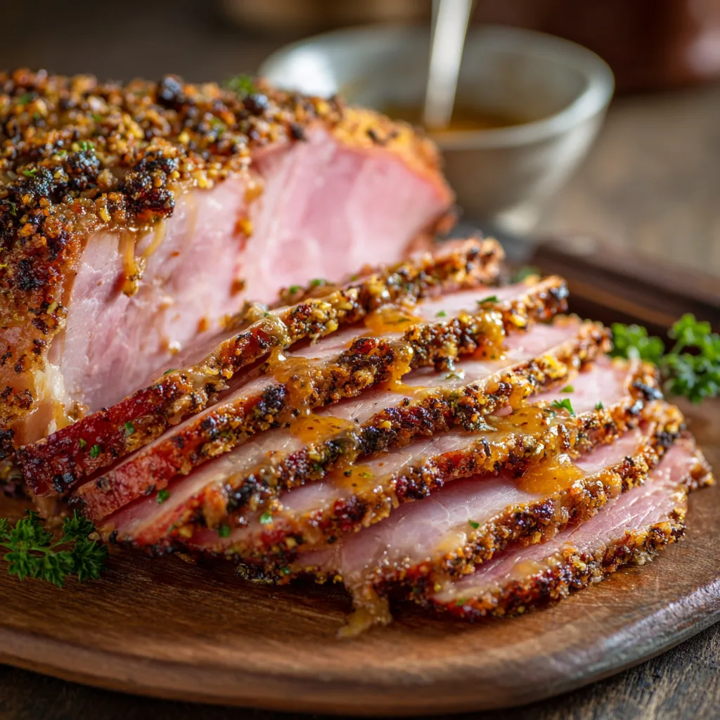 Maple Mustard Crusted Ham Slices – Sweet, Savory & Holiday-Perfect!