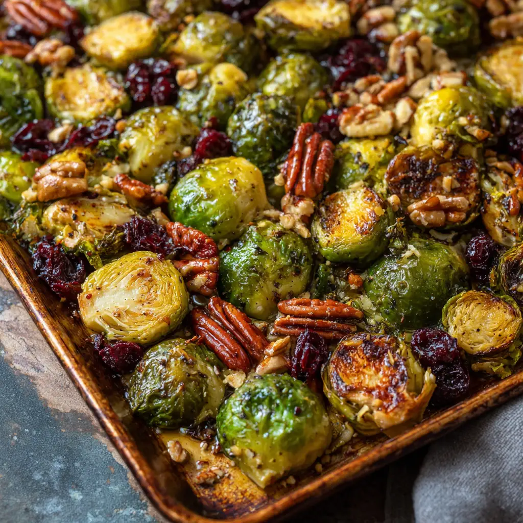 Maple Pecan Brussels Sprout Sheet Pan – Crispy, Sweet & Festive!