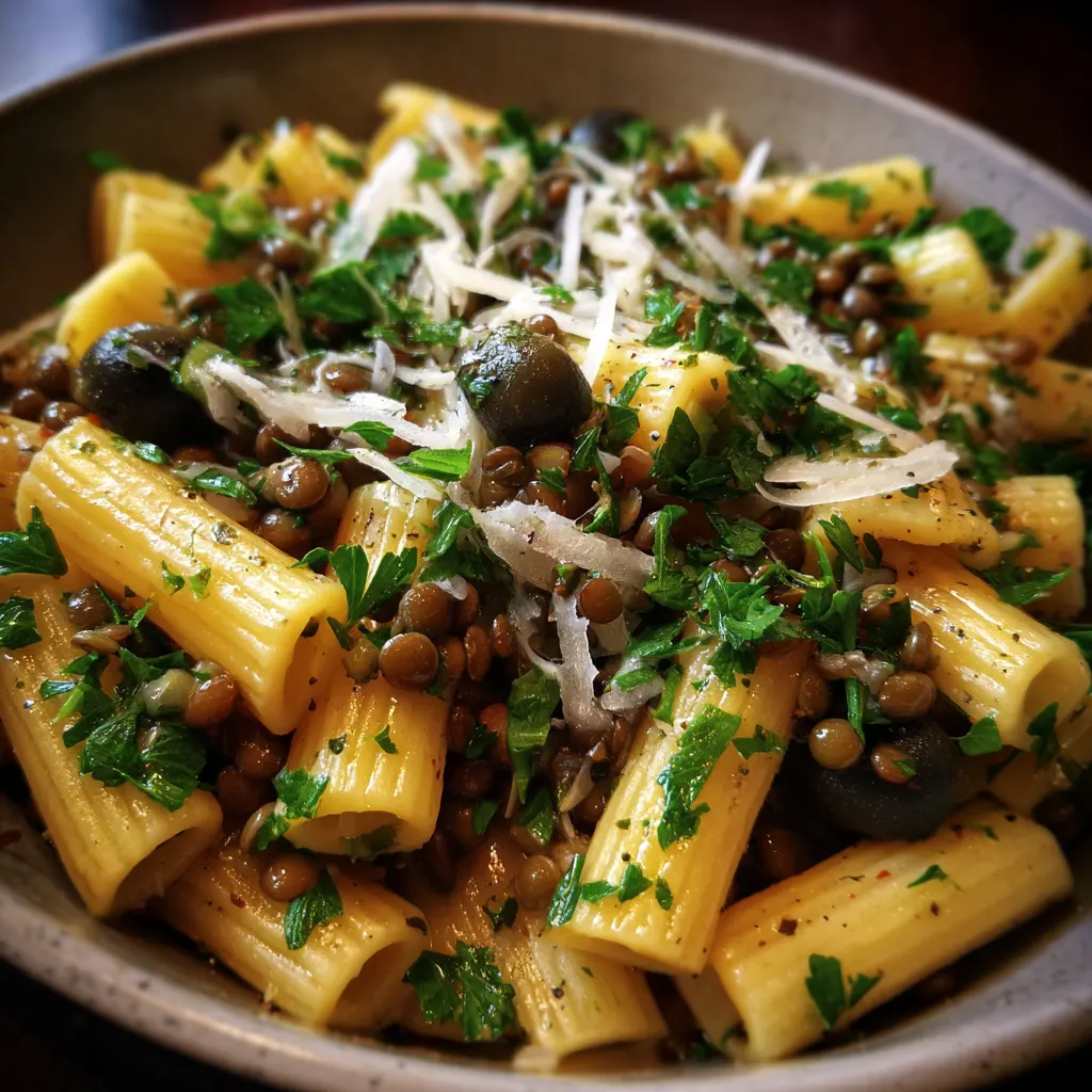 Mediterranean Lentil Olive Pasta – Hearty & Flavorful