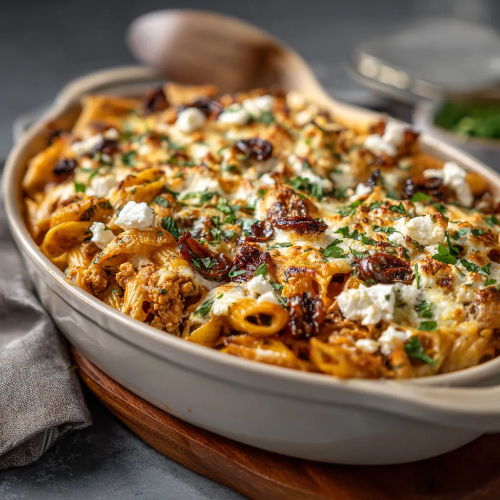 Mediterranean Turkey Feta Pasta Bake – Fresh, Savory & Oven-Baked!