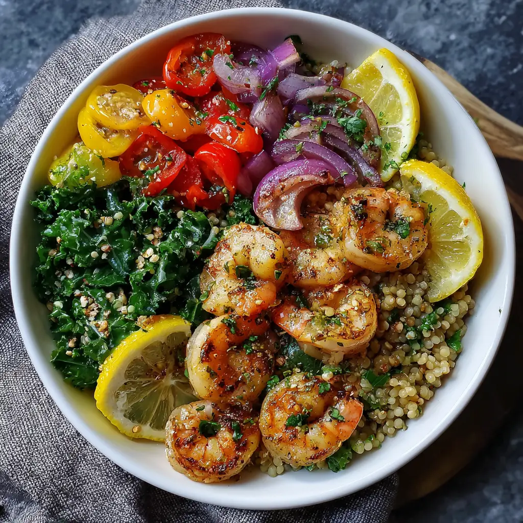 Olive Oil Lemon Shrimp Grain Bowl – Fresh, Zesty & Mediterranean!