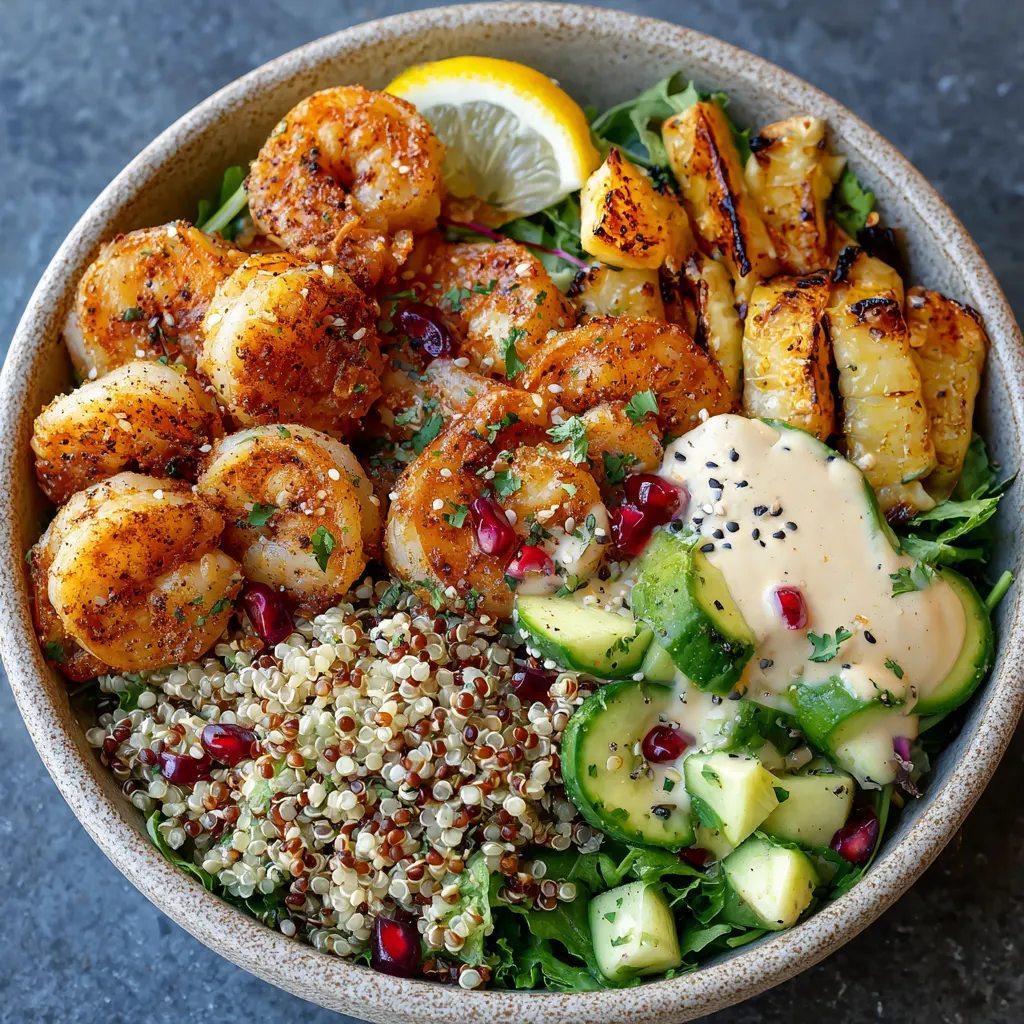 Olive Oil Lemon Shrimp Grain Bowl – Fresh, Zesty & Mediterranean!