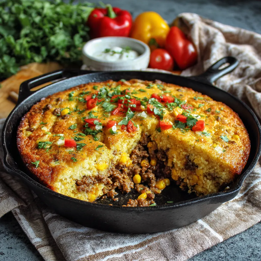 Sweet Cornbread Beef Bake