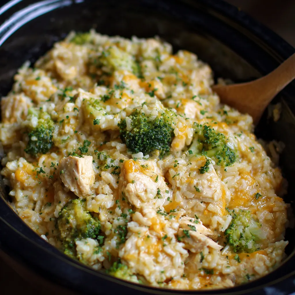 Crockpot Cheddar Broccoli Chicken Rice – Creamy, Cozy & Effortless!