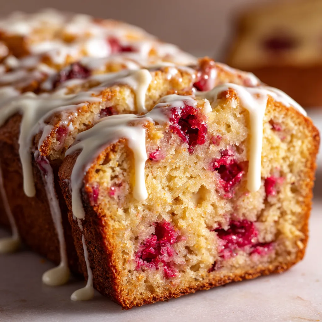 Banana Raspberry Bread – Sweet, Tart & Drizzled with White Chocolate