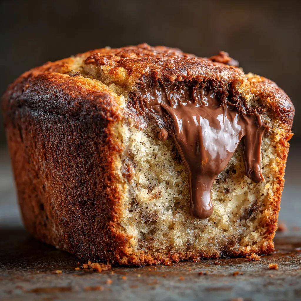 Best Ever Banana Bread with Decadent Nutella Ribbon
