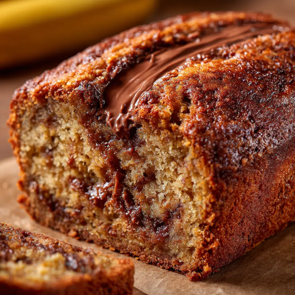 Best Ever Banana Bread with Decadent Nutella Ribbon