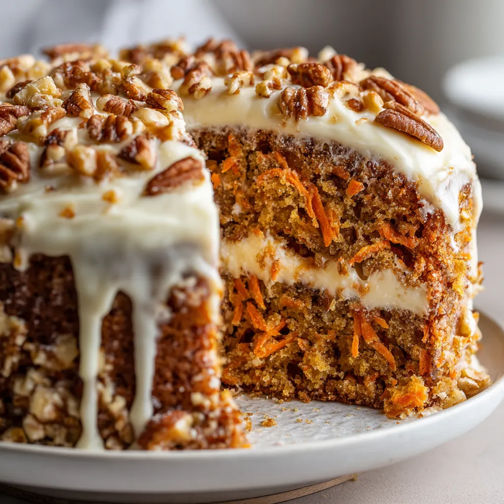 Carrot Cake with Maple Pecan Frosting – Moist, Sweet & Nutty