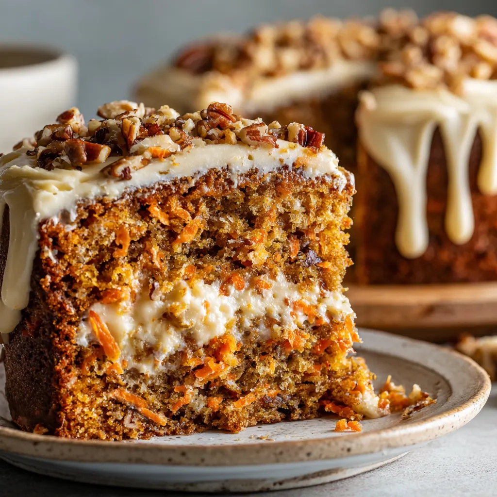 Carrot Cake with Maple Pecan Frosting – Moist, Sweet & Nutty