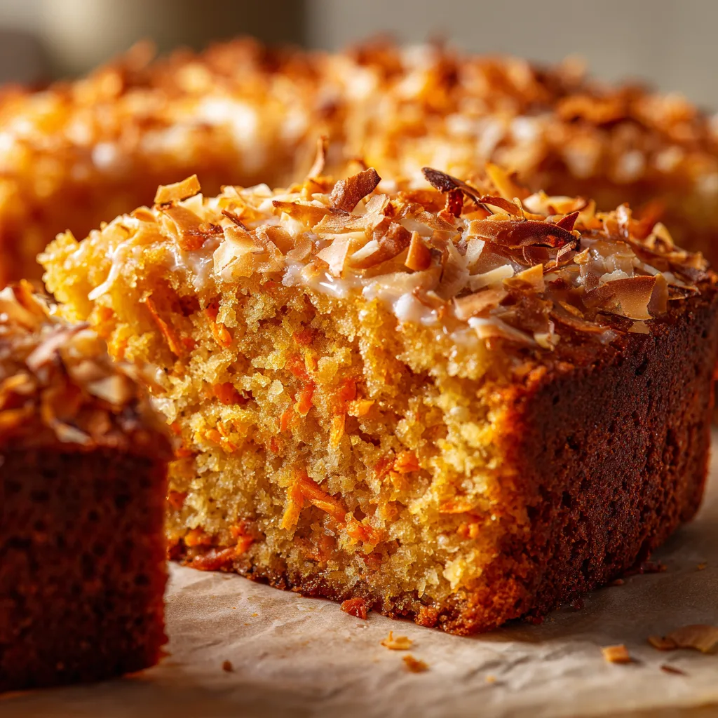 Carrot Coconut Cake with Toasted Topping