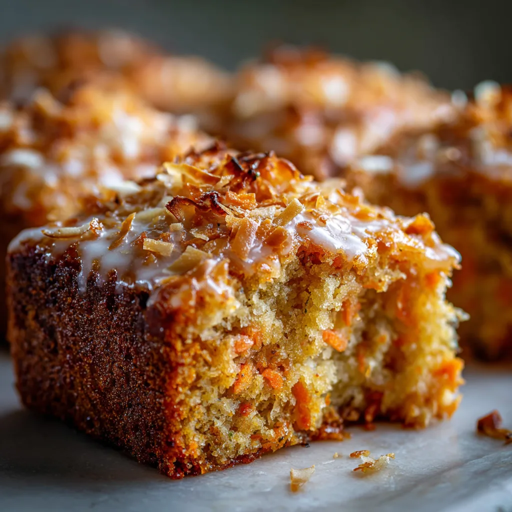 Carrot Coconut Cake with Toasted Topping