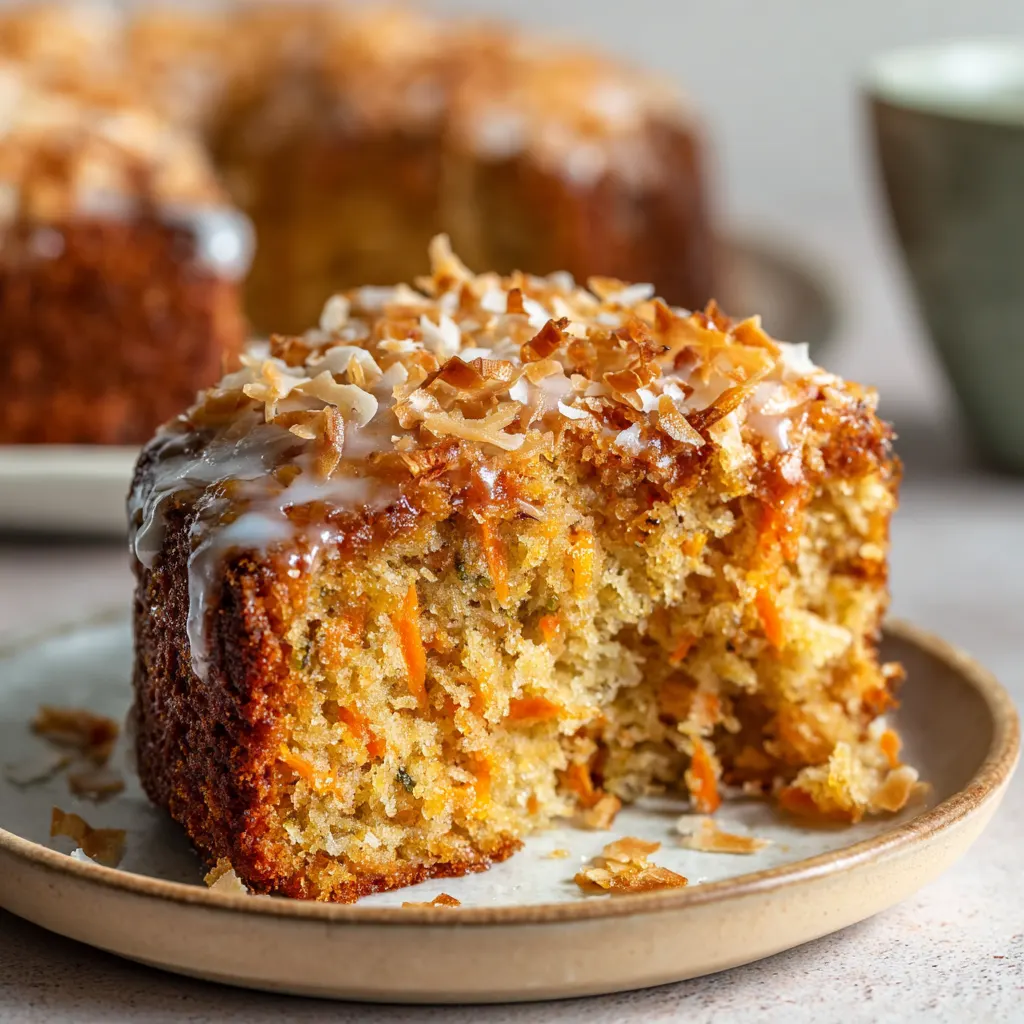 Carrot Coconut Cake with Toasted Topping