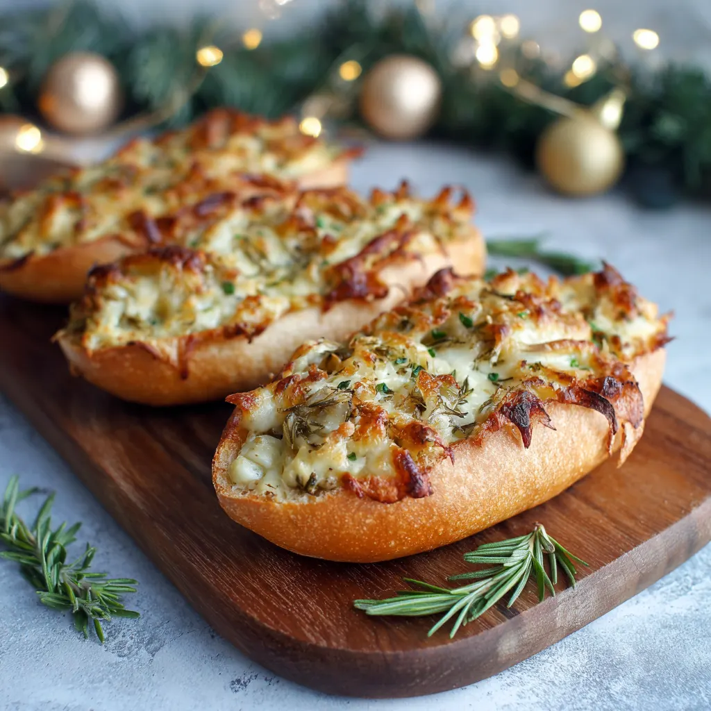 Christmas Cheesy Rosemary Bread Boats – Gooey, Festive & Perfect for Sharing
