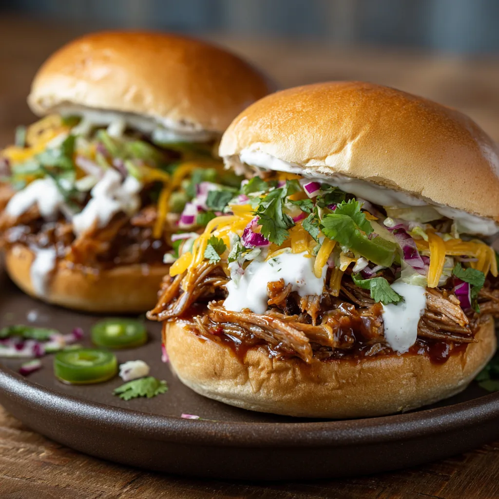 Crockpot BBQ Ranch Beef Sandwiches