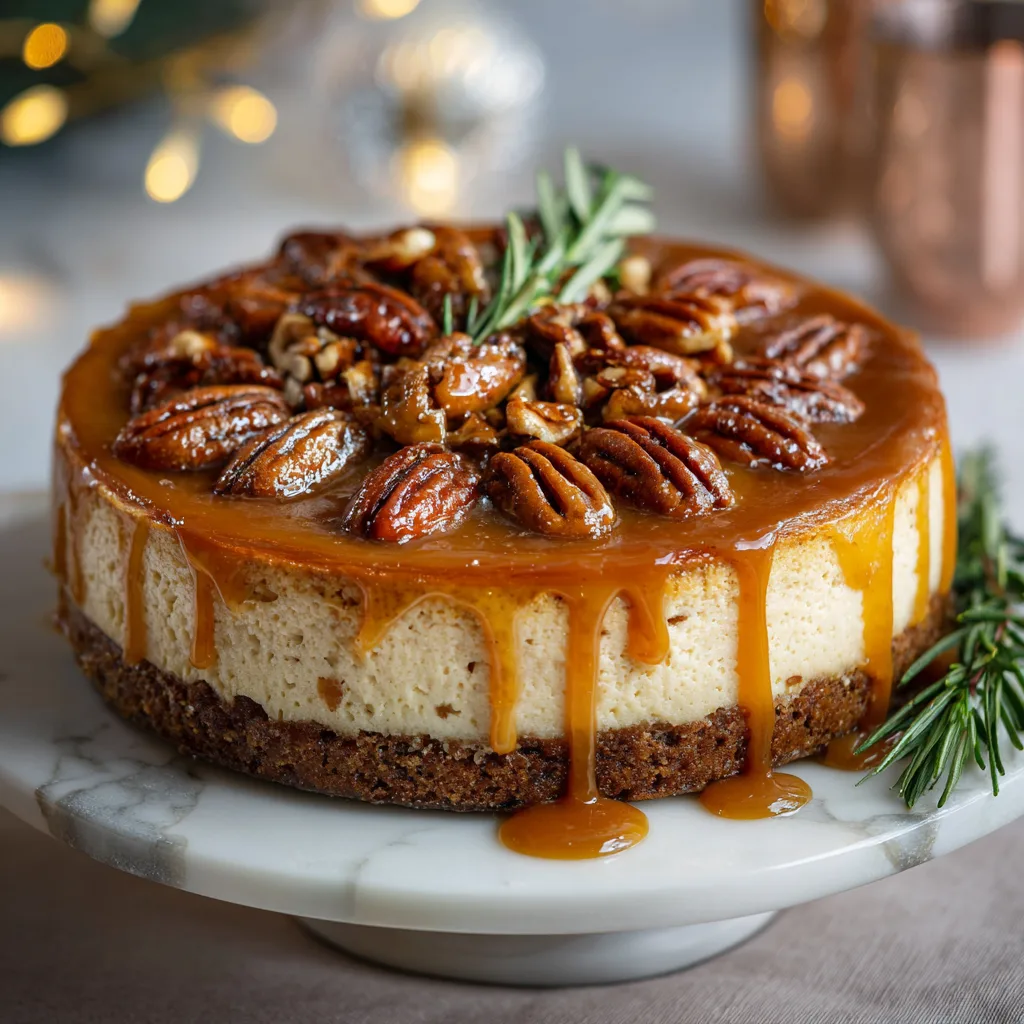 Gingerbread Caramel Pecan Cheesecake – Rich, Spiced & Holiday-Perfect