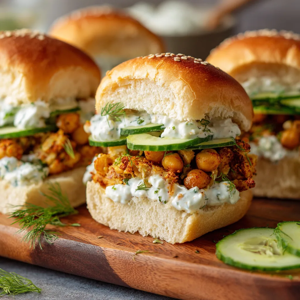 Greek Chickpea Tzatziki Sliders – Fresh, Creamy & Crowd-Friendly