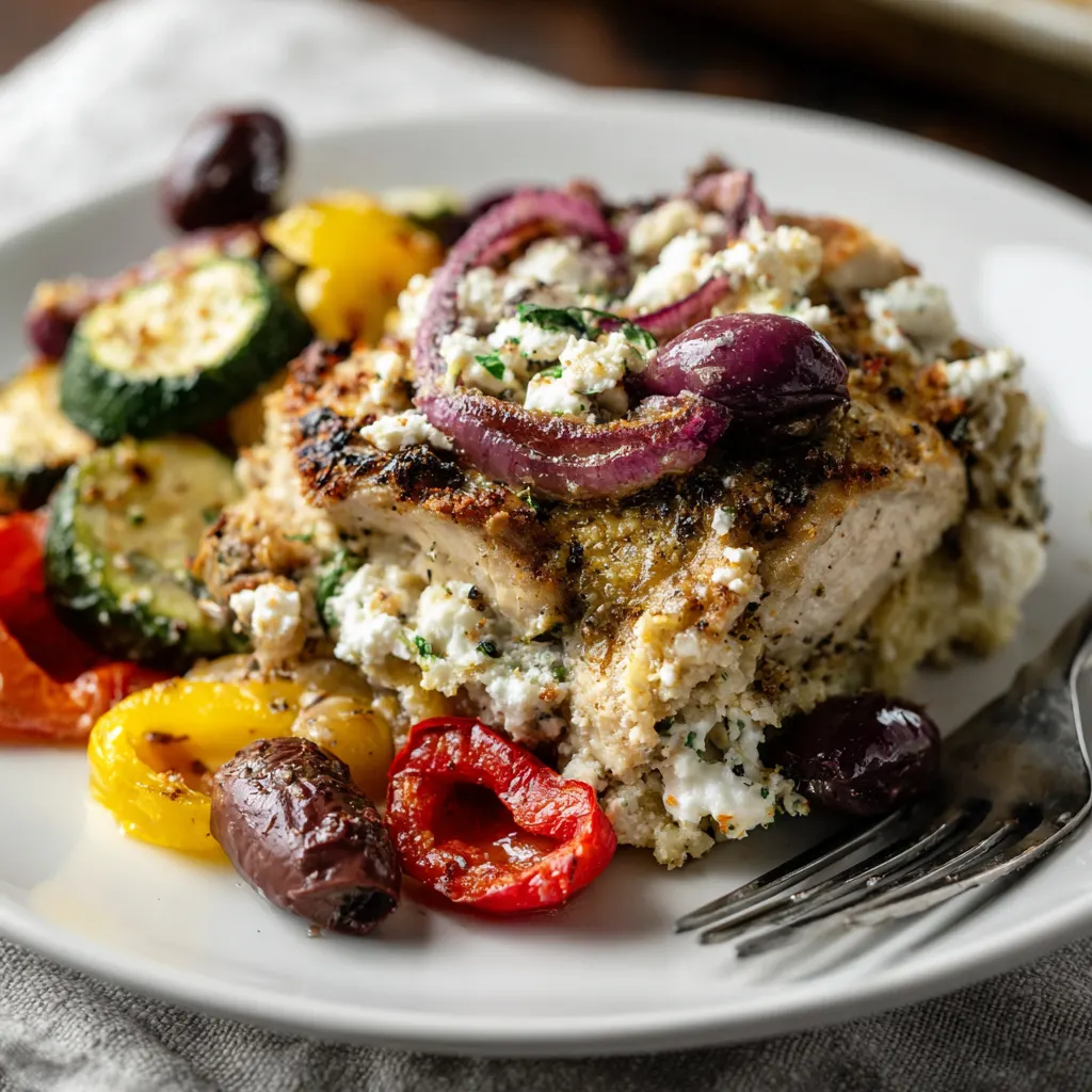 Greek Hummus Chicken Sheet Pan Bake