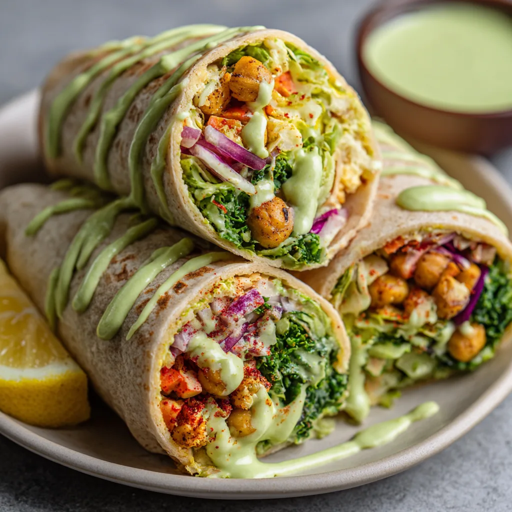 Lemon Tahini Chickpea Wraps – Fresh, Creamy & Plant-Based