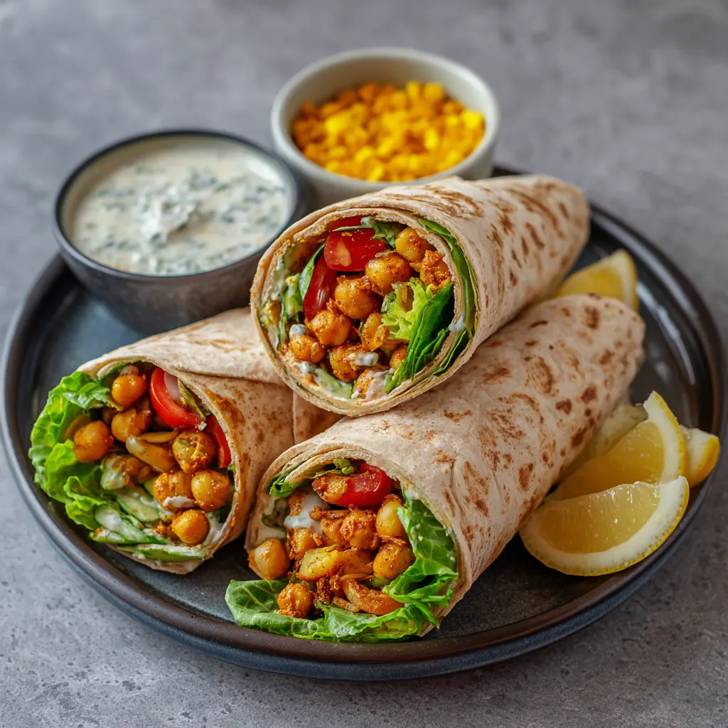 Lemon Tahini Chickpea Wraps – Fresh, Creamy & Plant-Based